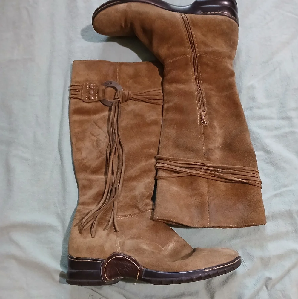Sofft Fringe Suede Knee-High Boots - Brown Sz10‎